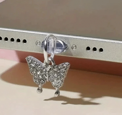 ปลั๊กกันฝุ่นโทรศัพท์ โลหะผสม Rhinestone น่ารัก จี้โทรศัพท์รูปแมว ช่องเสียบหูฟัง ช่องเสียบชาร์จ