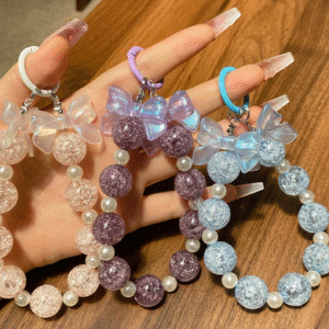 จี้ห้อยกระเป๋าลูกปัดการ์ตูนสีสันสดใสพร้อมโบว์ กุญแจรถ