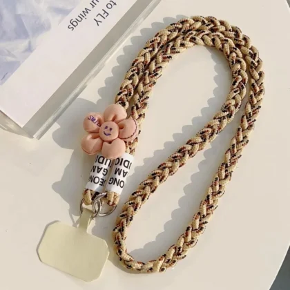 สายคล้องไหล่โทรศัพท์ วูลฟ์ลี สายคล้องข้อมือ เชือกเส้นเล็กโทรศัพท์ยาวสร้างสรรค์ป้องกันการสูญหายดวงอาทิตย์ดอกไม้ กระเป๋าสะพายข้าง