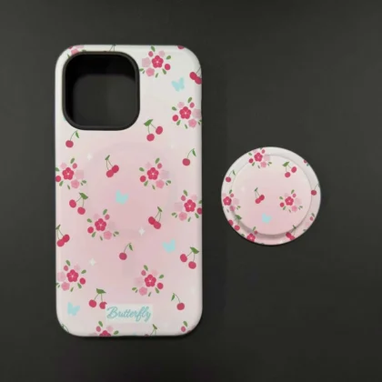 เคสลายเชอร์รี่ดอกไม้สีแดงเหมาะสําหรับ iPhone 17 17promax 12promax 12 13 14 15 pro max เคสฝาหลัง 14promax 15pro 16 Pro max Casing